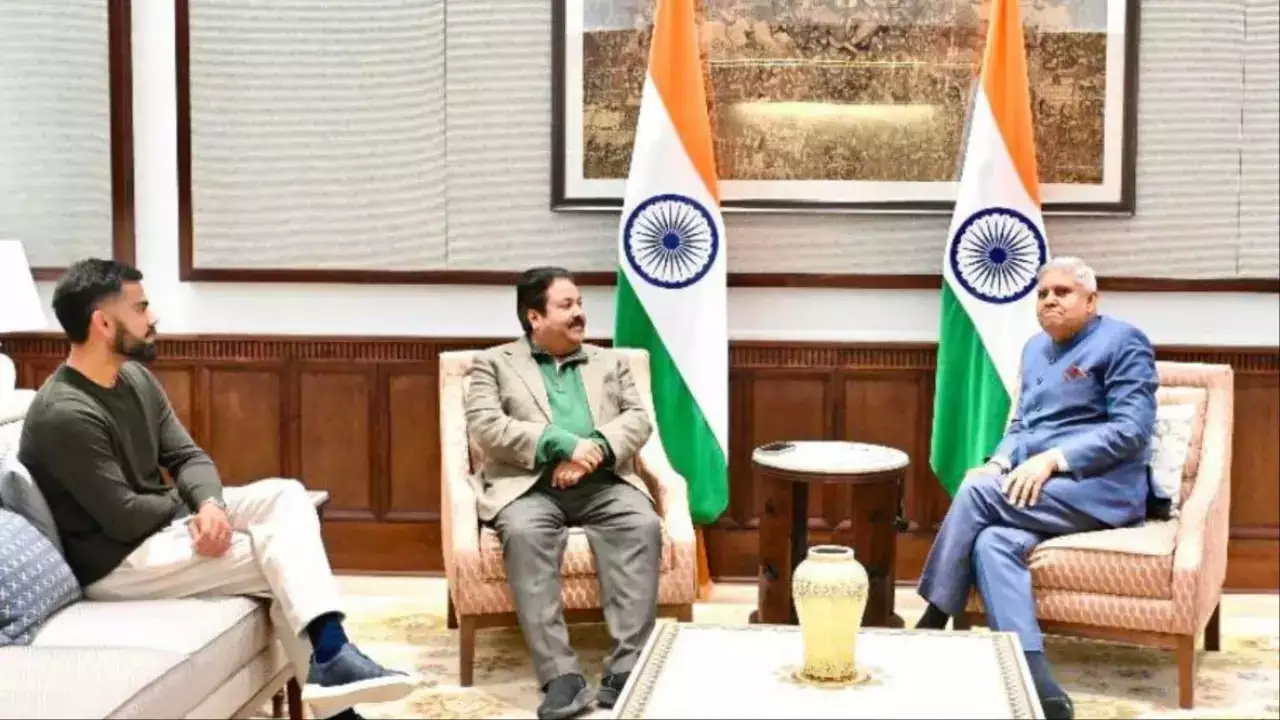 Virat Kohli, Rajeev Shukla Meet Vice-President Jagdeep Dhankhar Ahead Of Ranji Trophy Game, Picture Is Viral