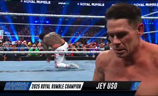 Watch: Jey Uso Breaks Millions Of Hearts, Eliminates John Cena To Win Royal Rumble 2025