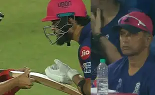 Watch: Rahul Dravid’s Cold Reaction Goes Viral As Umpire Gauges Riyan Parag’s Bat
